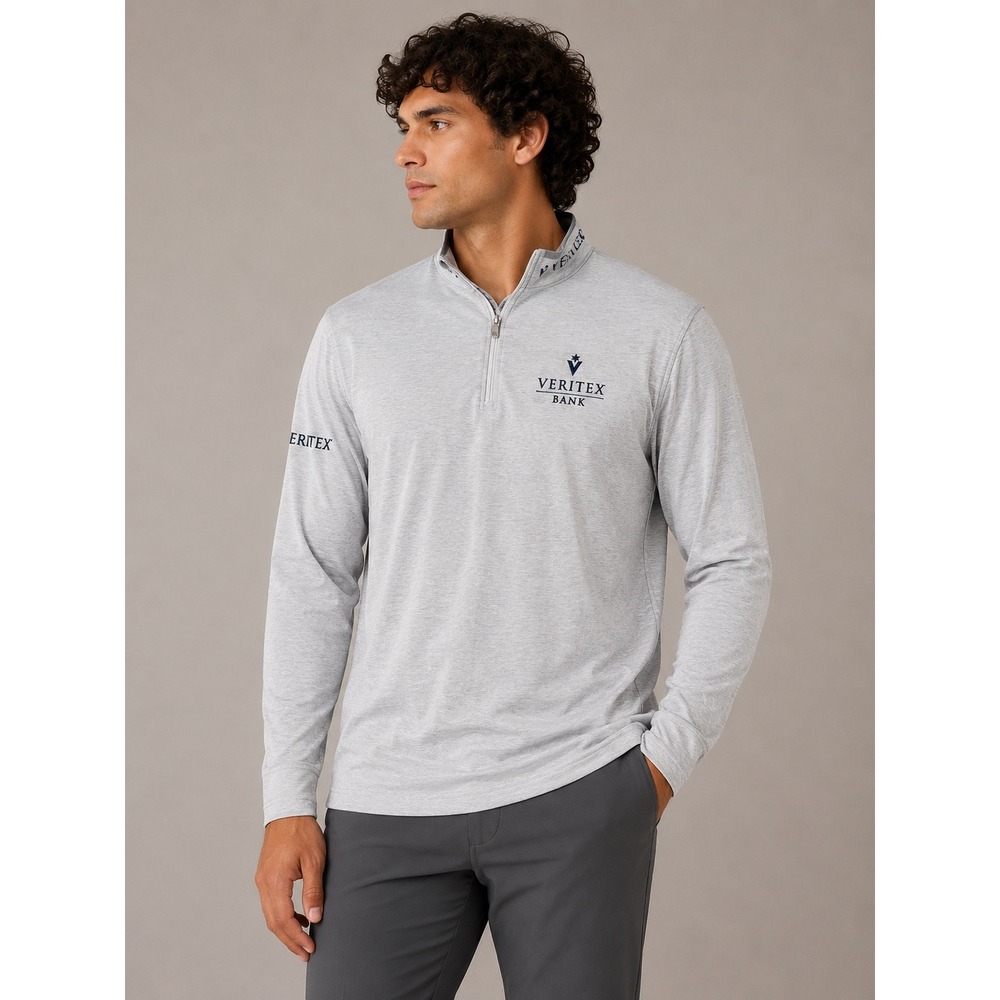 Mizzen+Main Mens Quarter Zip Pullover Grey Veritex Golf Performance Top L |N
